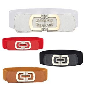 Elastic Waist Belt Wide Elasticated Stretch Waistband Retro Cinch Belt Leather - Picture 1 of 18