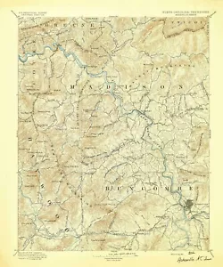 1894 Topo Map of Asheville North Carolina Quadrangle - Afbeelding 1 van 4