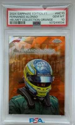 2024 TOPPS CHROME FORMULA 1 SAPPHIRE EDITION HELMET FERNANDO ALONSO 05/25 PSA 10 - Image 1 of 2