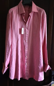 Neu mit Etikett rosa Shirtmaker London rot gestreiftes Langarm Baumwollhemd XXL 18 35 1/2 - Bild 1 von 9