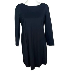 J Crew Black Ponte Stretch Long Sleeve Shift Dress Size L - Picture 1 of 7