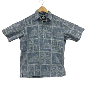 Reyn Spooner Reyn Spooner sail nautical Hawaiian Aloha blue shirt Medium - Picture 1 of 12