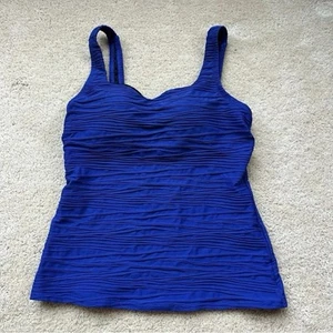 Lands' End Damen strukturiert blau Tankini Schwimmen Top mit Regal BH - Größe 6 - sehr guter Zustand - Bild 1 von 7