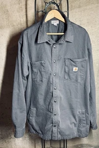 Camisa chaqueta de lona Carhartt para hombre 3XL gris franela ropa de trabajo tarea a presión resistente - Imagen 1 de 8