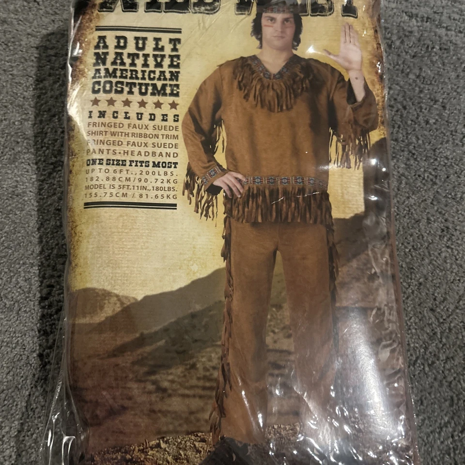 Disfraz de Hombre Fun World Nativo Americano Adulto Indio Acción de Gracias OSFM a 200 lb Foto 1 de 2