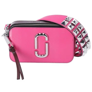 Marc Jacobs The Snapshot Shoulder Bag Studded Saffiano Leather Magenta Pink - Picture 1 of 6