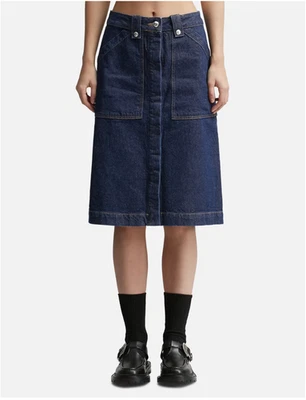 Falda APC Annie Indigo Denim longitud media botón plateado 34/2 Foto 1 de 4