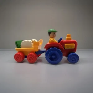 Tomy Farmer Tractor  With Sheep Wagon Pick Up  And Go 1990 Vintage Toy - Picture 1 of 11