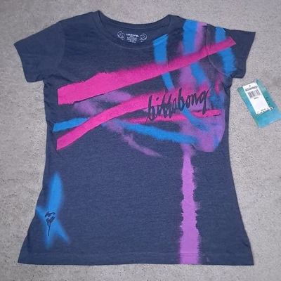 Vintage Y2K Billabong T-shirt Girls Small Gray Graffiti Spellout 2010s - Image 1 of 4