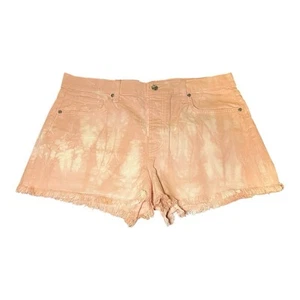 Neu mit Etikett 7 For All Mankind Pink Acid Wash Denim Monroe Raw abgeschnittene Shorts Größe 32 - Bild 1 von 9