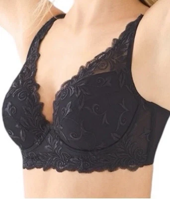 NWOT Soma Bra Sensuous Lace Longline Plunge Black Embroidered Side Boning 36DD - Image 1 of 4