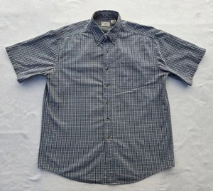 L.L.Bean Hemd Herren Large Blau Kariert Button Down Kurzarm Baumwolle Tasche - Bild 1 von 10