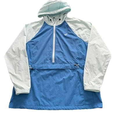 ASICS ветровка Anorak куртка 1/2 молнии работает женщин XL с капюшоном новом Colorblock - Изображение 1 из 4