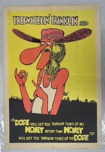 FREAK  BROTHER FRANKLIN SEZ DOPE / NO MONEY &c VINTAGE 1970's BLACKLIGHT POSTER! - Picture 1 of 1