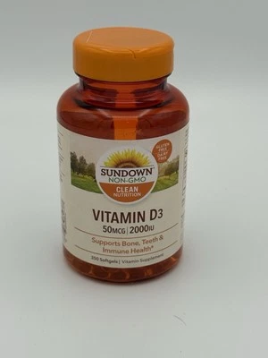 Sundown Vitamin D3 2000iu 50mcg 300 Softgels Bone Teeth Immune Heath EXP: 11/25 - Image 1 of 3