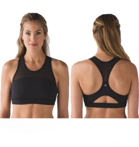 Lululemon Move Sport-BH Größe 10 schwarz Netzeinsatz mit Tupfen Racerback 14,25" - Bild 1 von 7