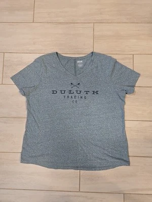 Duluth Trading Mujer Cola Larga T Ligera Slub Cuello en V Logo Talla 1X Foto 1 de 3