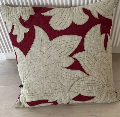 RODEO HOME Holiday Cranberry/Ivory/Gold Large Throw Pillow 19X19” NEW - Image 1 of 3