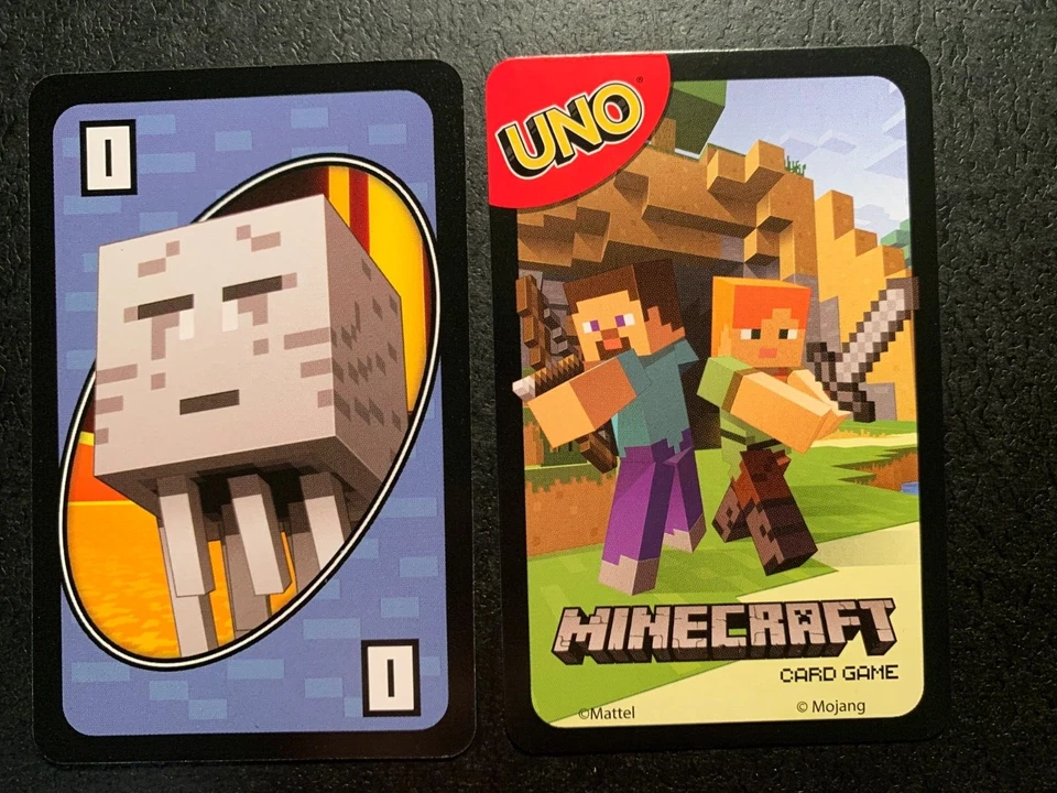 UNO  MINECRAFT  Blue 0  Card  2017 Mattel GAME REPLACEMENT CARD Single Card - Image 1 of 1