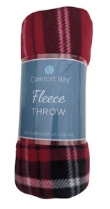 Comfort Bay Fleece Lightweight Throw Polyester Plaid 60x50 Inches NEW! jul22 - Picture 1 of 5