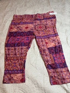 Terra & Sky Women's Printed Leggings Capri Floral 2XL OR 3XL - Picture 1 of 10