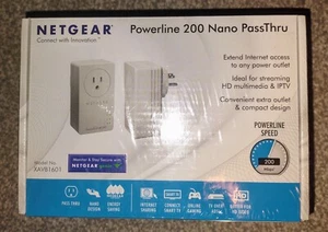 Netgear PowerLine AV 200 Nano Passthru Adapter XAVB1601-100NAS Factory Sealed - Picture 1 of 3