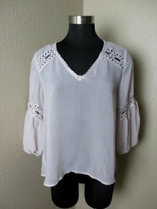 Victorias Secret Blouse Long Sleeve Lace Trim Lavender Size Medium M - Foto 1 di 5