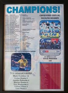 Coventry City League One Champions 2020 - gerahmter Druck - Bild 1 von 2