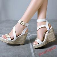 Details about Women's Boho Peep Toe Ankle Strap Sandals Wedge High Heel Holiday Shoes 34-43 B Details about Women's Boho Peep Toe Ankle Strap Sandals Wedge High Heel Holiday Shoes 34-43 B