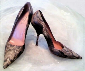 ALAIA Size 6.5 M Beige/Black Python Snakeskin Pointed Toe Stiletto Pumps Italy - Picture 1 of 12