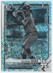 2021 Bowman Chrome Prospects Black & White Mini-Diamond Refractor Wilman Diaz - Picture 1 of 2