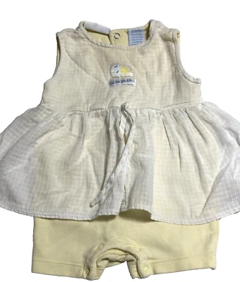 Mameluco vintage miniwear 6-9 meses Lalala pájaro cantor pájaro amarillo blanco Foto 1 de 4
