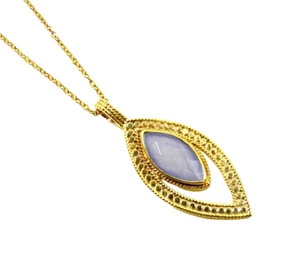 ANNA BECK Sterling Silver Gold Plated Lilac Faceted Chalcedony Long Necklace - Picture 1 of 9