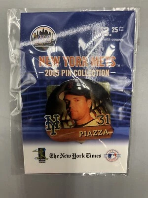 MIKE PIAZZA NEW YORK METS NYM MLB 2005 PIN COLLECTION THE NEW YORK TIMES NEW! - Image 1 of 2