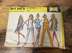 VTG 70s Maternity Sewing Pattern Size 14 McCall's 2396 Bust 36'' Dress Pants Top - Picture 1 of 4