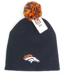SOMBRERO GORRA DE DÍA DE JUEGO DENVER BRONCOS NFL AZUL DE COLECCIÓN TEJIDO CON POMÓN SIN ESPOSAS ¡NUEVO! - Imagen 1 de 4