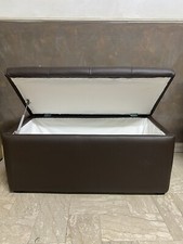 Panca Apribile VERA PELLE MARRONE Baule Pouf Contenitore Artigianale italiano