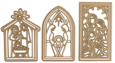 Mini troqueles de corte y relieve de belén de Navidad Anna Griffin 7 piezas ¡NUEVO EN PAQUETE con hoja de damasco! Foto 1 de 4