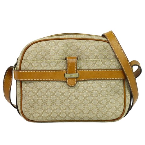 Borsa a tracolla CELINE Macadam in PVC beige oro