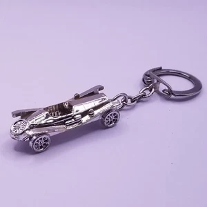 Open Cockpit Race Car Keychain Silver Color Metal 1970s - Picture 1 of 4