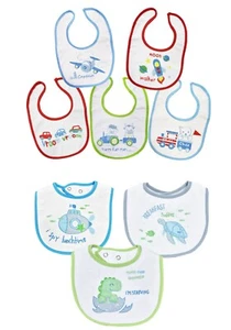 Baby Boy Bibs Feeding Dribble Bibs 3 and 5 PACK - Picture 1 of 9