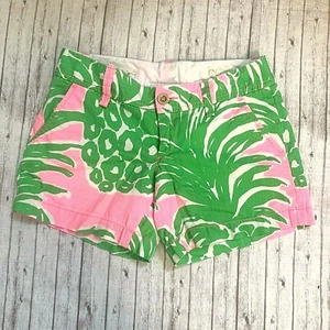 Lilly Pulitzer Damen Callahan Baumwolle Ananas Flamenco grün rosa Shorts Gr. 00 - Bild 1 von 6