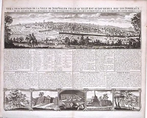 Antique map, Chatelain, Vue & description de la ville de Jerusalem - Picture 1 of 1