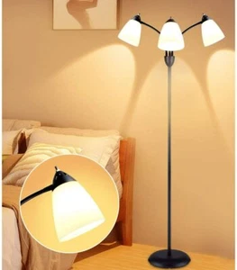 3-Light Modern Floor Lamp Adjustable Lights Frosted Shades Living Room Lighting - Picture 1 of 11