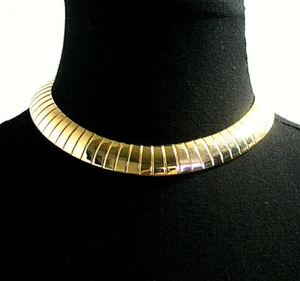 "Collar destacado de moda gargantilla eslabones dorados broche deslizante 13 1/2"" x 5/8" - Imagen 1 de 4