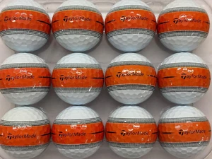 TAYLORMADE TOUR RESPONSE 'STRIPE' ORANGE GOLF LAKE BALLS 12 PACK PEARL/GRADE A - Picture 1 of 2