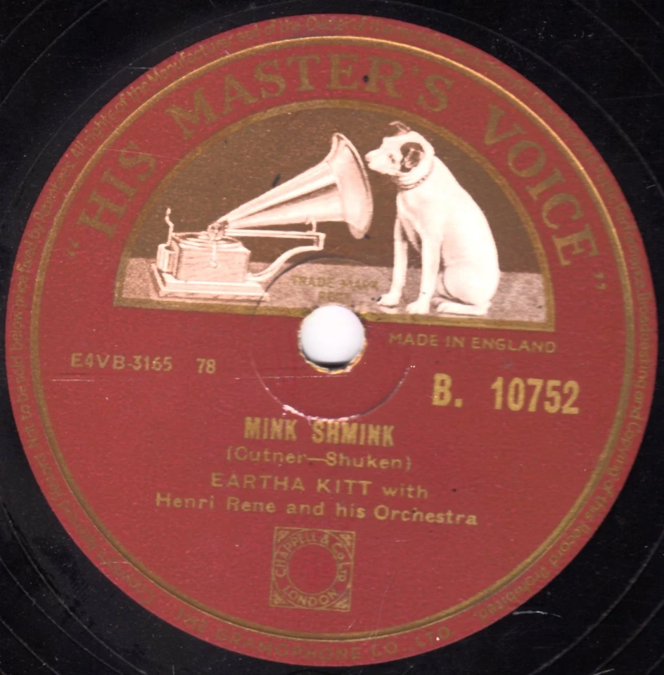 SUPERB SULTRY EARTHA KITT 78 MINK SHMINK / EASY DOES IT" UK HMV B 10752 E - Image 1 of 1