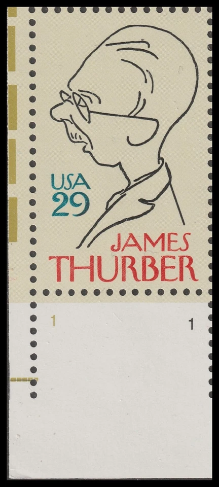 US 2862 James Thurber 29c plate single LL 1 1 MNH 1994 - Image 1 of 1
