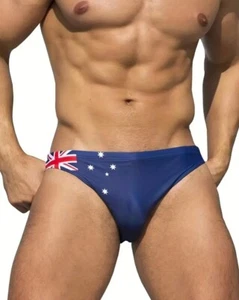 Men's Swim Briefs - Australian Flag Pattern. Aussie Budgie Smugglers Size 2XL. - Picture 1 of 10