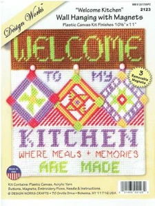 WELCOME KITCHEN Wall Hanging & Magnets Plastic Canvas 7ct KIT (#9161) - Picture 1 of 1